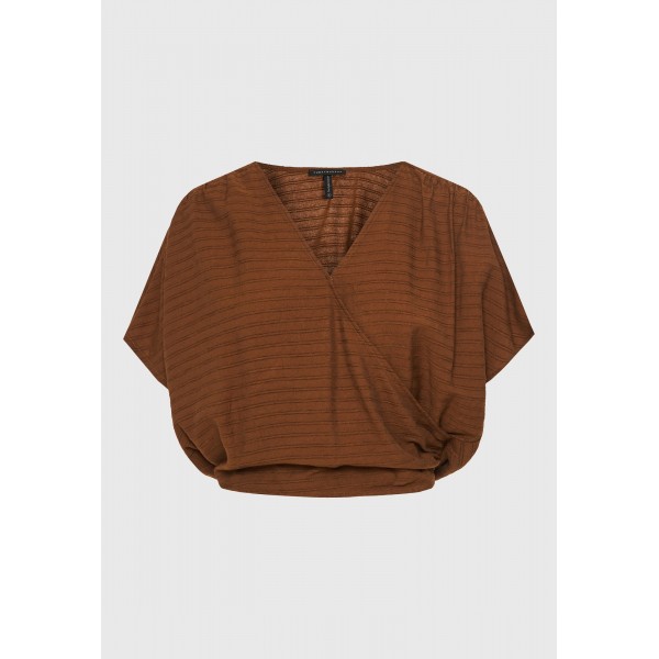 Funky Buddha Top Κοντομάνικο Γυναικείο (FBL013-128-17-TOBACCO-BROWN)