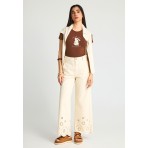 Funky Buddha Γυναικεία Κοντομάνικη Μπλούζα Καφέ