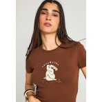 Funky Buddha Γυναικεία Κοντομάνικη Μπλούζα Καφέ