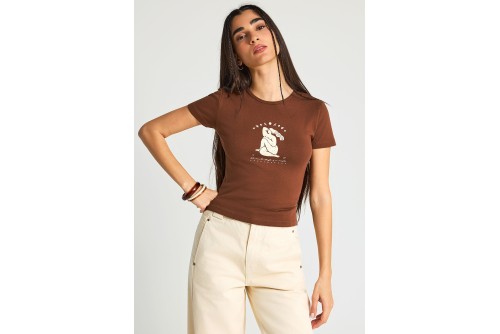 Funky Buddha Graphic Print T-Shirt Γυναικείο (FBL013-129-04-COCONUT-SHELL)