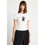 Funky Buddha Γυναικεία Κοντομάνικη Μπλούζα Εκρού