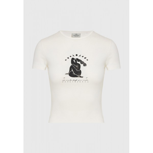 Funky Buddha Graphic Print T-Shirt Γυναικείο (FBL013-129-04-OFF-WHITE)