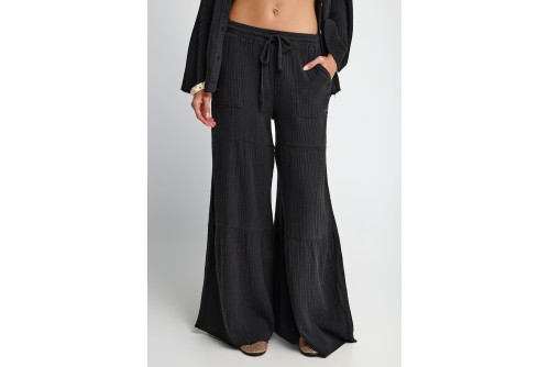 Funky Buddha Wide Leg Παντελόνα Γυναικεία (FBL013-130-02-BLACK)