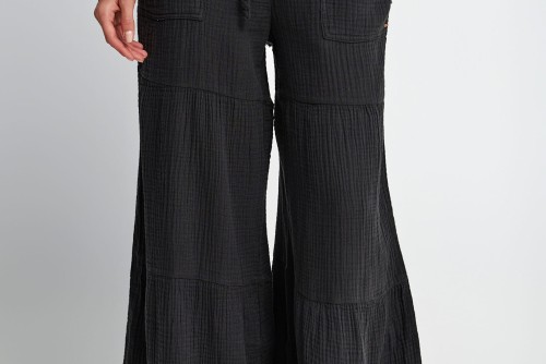 Funky Buddha Wide Leg Παντελόνα Γυναικεία (FBL013-130-02-BLACK)