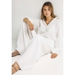 Funky Buddha Wide Leg Γυναικεία Παντελόνα Λευκή