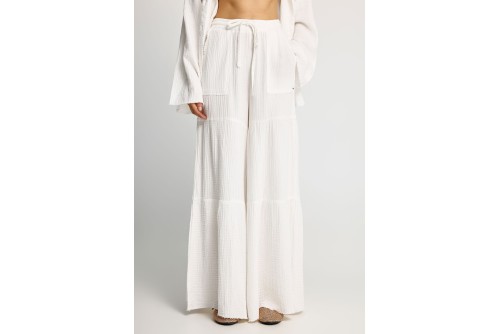 Funky Buddha Wide Leg Παντελόνα Γυναικεία (FBL013-130-02-OFF-WHITE)