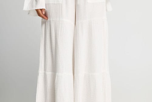 Funky Buddha Wide Leg Παντελόνα Γυναικεία (FBL013-130-02-OFF-WHITE)