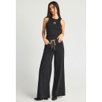 Funky Buddha Embroidered Artwork Γυναικεία Αμάνικη Μπλούζα Μαύρη