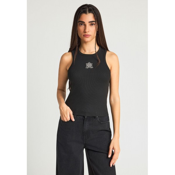 Funky Buddha Embroidered Artwork Μπλούζα Αμάνικη Γυναικεία (FBL013-130-04-BLACK)