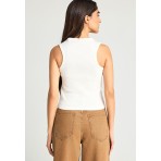 Funky Buddha Embroidered Artwork Γυναικεία Αμάνικη Μπλούζα Εκρού