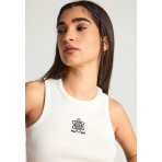 Funky Buddha Embroidered Artwork Γυναικεία Αμάνικη Μπλούζα Εκρού