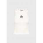 Funky Buddha Embroidered Artwork Γυναικεία Αμάνικη Μπλούζα Εκρού