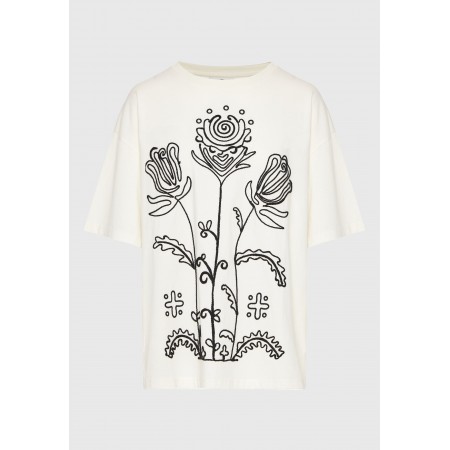 Funky Buddha Γυναικείο Κοντομάνικο T-Shirt Μπεζ, Μαύρο