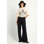 Funky Buddha Γυναικείο Κοντομάνικο T-Shirt Μπεζ, Μαύρο