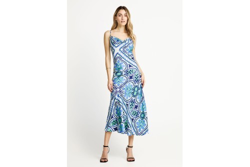 Funky Buddha Ethnic Φόρεμα Midi Γυναικείο (FBL013-131-13-TWILIGHT-BLUE)