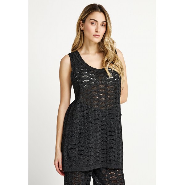 Funky Buddha Loose Knit  Μπλούζα Αμάνικη Γυναικεία (FBL013-131-17-BLACK)