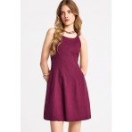 Funky Buddha Linen Blend Φόρεμα Mini Γυναικείο (FBL013-132-13-BURGUNDY)