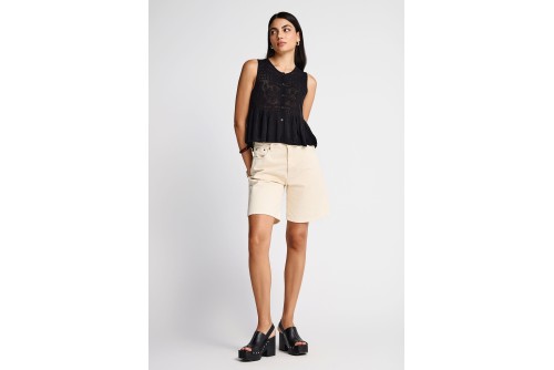 Funky Buddha Crochet Μπλούζα Αμάνικη Γυναικεία (FBL013-132-17-BLACK)