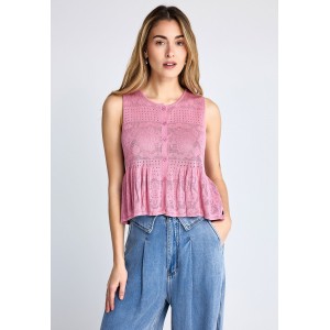 Funky Buddha Crochet Μπλούζα Αμάνικη Γυναικεία (FBL013-132-17-CASHMERE-ROSE)