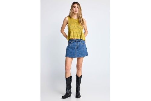 Funky Buddha Crochet Μπλούζα Αμάνικη Γυναικεία (FBL013-132-17-LEMONGRASS)