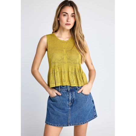 Funky Buddha Γυναικεία Αμάνικη Μπλούζα Κίτρινη