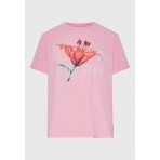 Funky Buddha Γυναικεία Μπλούζα Με Κοντό Μανίκι  Και Τύπωμα (FBL013-133-04-CANDY-PINK)