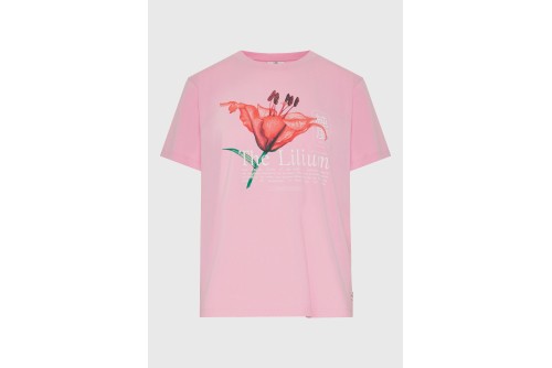 Funky Buddha Printed Cotton Loose T-Shirt Γυναικείο (FBL013-133-04-CANDY-PINK)