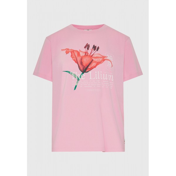 Funky Buddha Printed Cotton Loose T-Shirt Γυναικείο (FBL013-133-04-CANDY-PINK)