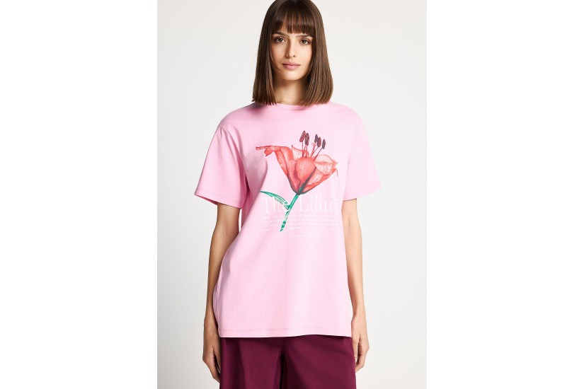 Funky Buddha Γυναικείο Κοντομάνικο T-Shirt Ροζ