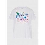 Funky Buddha Γυναικεία Μπλούζα Με Κοντό Μανίκι  Και Τύπωμα (FBL013-133-04-WHITE)