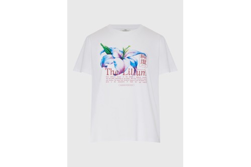 Funky Buddha Printed Cotton Loose T-Shirt Γυναικείο (FBL013-133-04-WHITE)