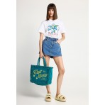 Funky Buddha Γυναικείο Κοντομάνικο T-Shirt Λευκό