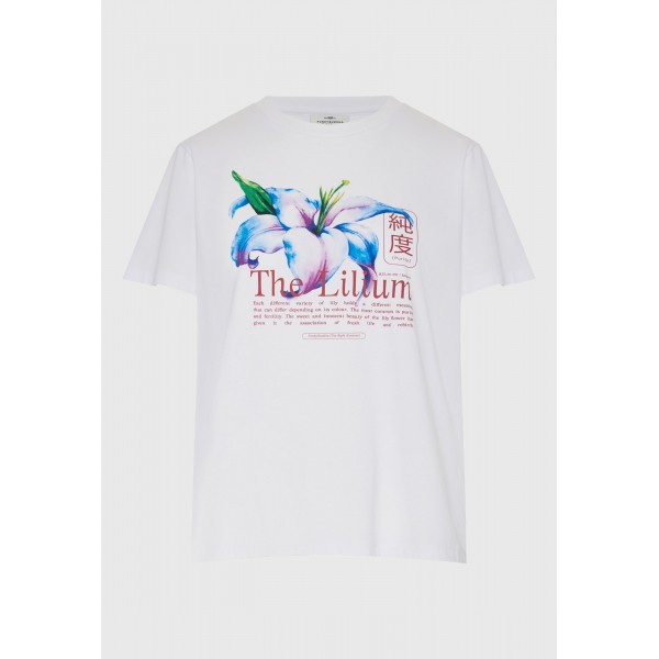 Funky Buddha Printed Cotton Loose T-Shirt Γυναικείο (FBL013-133-04-WHITE)