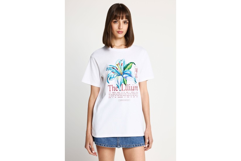Funky Buddha Γυναικείο Κοντομάνικο T-Shirt Λευκό