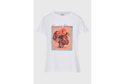 Funky Buddha Printed Cotton T-Shirt Γυναικείο (FBL013-134-04-WHITE)