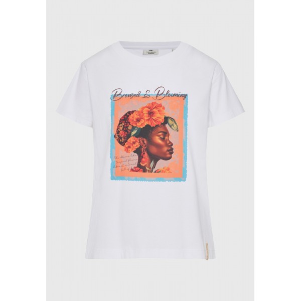 Funky Buddha Printed Cotton T-Shirt Γυναικείο (FBL013-134-04-WHITE)