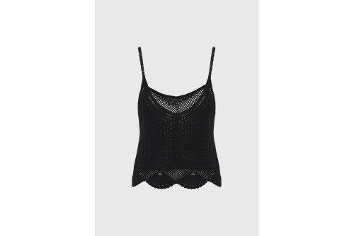 Funky Buddha Crochet Crop Top Αμάνικο Γυναικείο (FBL013-134-17-BLACK)