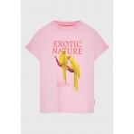 Funky Buddha Γυναικεία Μπλούζα Με Κοντό Μανίκι  Και Τύπωμα (FBL013-135-04-CANDY-PINK)