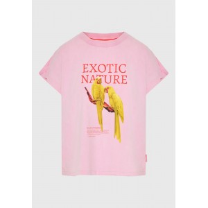Funky Buddha Γυναικεία Μπλούζα Με Κοντό Μανίκι  Και Τύπωμα (FBL013-135-04-CANDY-PINK)