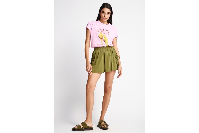 Funky Buddha Γυναικείο Κοντομάνικο T-Shirt Ροζ
