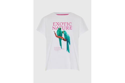 Funky Buddha Printed Cotton Loose T-Shirt Γυναικείο (FBL013-135-04-WHITE)