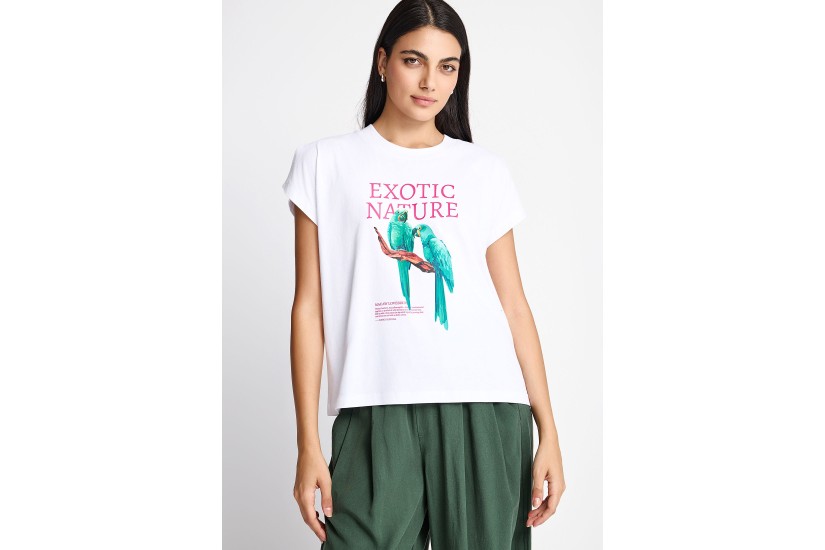 Funky Buddha Γυναικείο Κοντομάνικο T-Shirt Λευκό