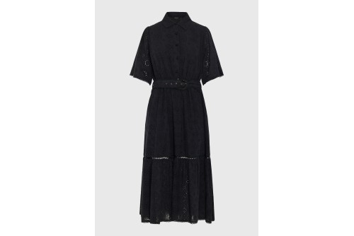 Funky Buddha Embroidered Relaxed-Fit Cotton Φόρεμα Midi Γυναικείο (FBL013-135-13-BLACK)