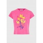 Funky Buddha Γυναικεία Μπλούζα Με Κοντό Μανίκι  Και Τύπωμα (FBL013-136-04-FUCHSIA)