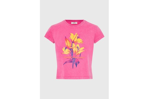 Funky Buddha Print Slim T-Shirt Γυναικείο (FBL013-136-04-FUCHSIA)