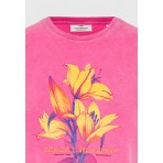 Funky Buddha Γυναικείο Κοντομάνικο T-Shirt Φούξια, Κίτρινο, Πορτοκαλί, Μπλε Σκούρο