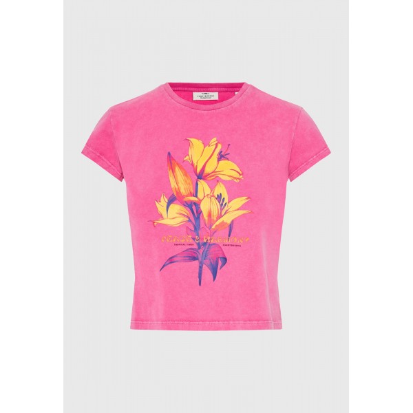 Funky Buddha Print Slim T-Shirt Γυναικείο (FBL013-136-04-FUCHSIA)