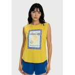 Funky Buddha Γυναικεία Αμάνικη Μπλούζα Λεμονί