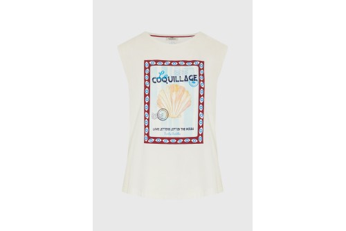 Funky Buddha Print Μπλούζα Αμάνικη Γυναικεία (FBL013-140-04-OFF-WHITE)