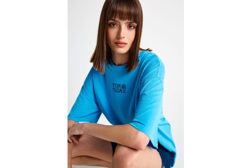 Funky Buddha Print On The Back T-Shirt Γυναικείο (FBL013-141-04-AZURE-BLUE)